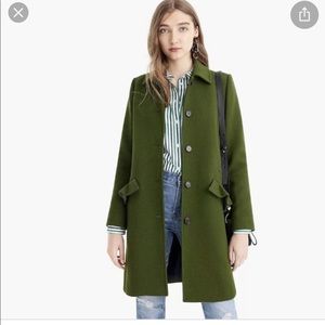 Jcrew Ruffle Pocket Coat in Pine Size 6